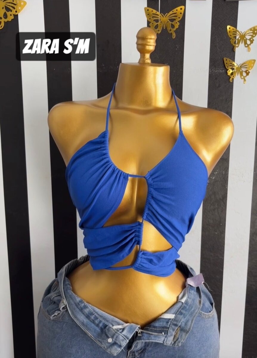 Top dos nu bleu élégant