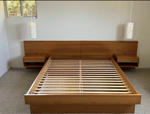 Lit double moderne bois