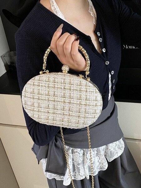 Élégant Sac Ovale en Tweed