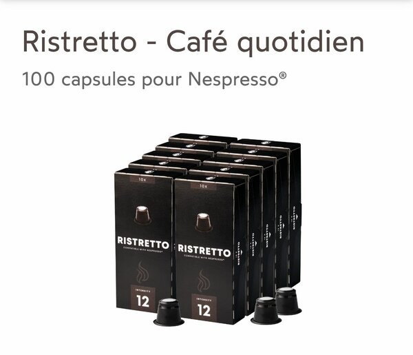 Ristretto - Café quotidien 100 capsules pour Nespresso