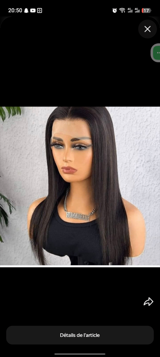 Perruque droite en soie naturelle