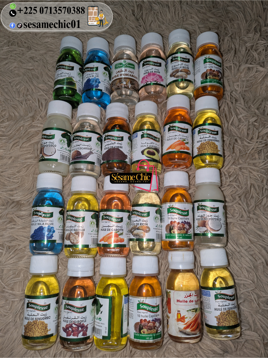 Huiles végétales de soin naturel