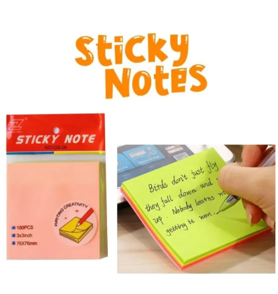 Multicolour Sticky Notes, Self-Stick Memo Pad Paper 3X3 inch Square - Pack of 1 / 100 Sheets