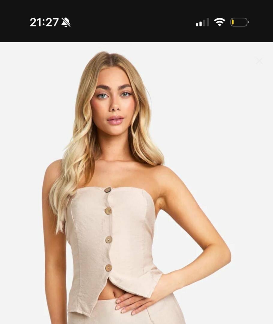 Top bustier beige boutonné