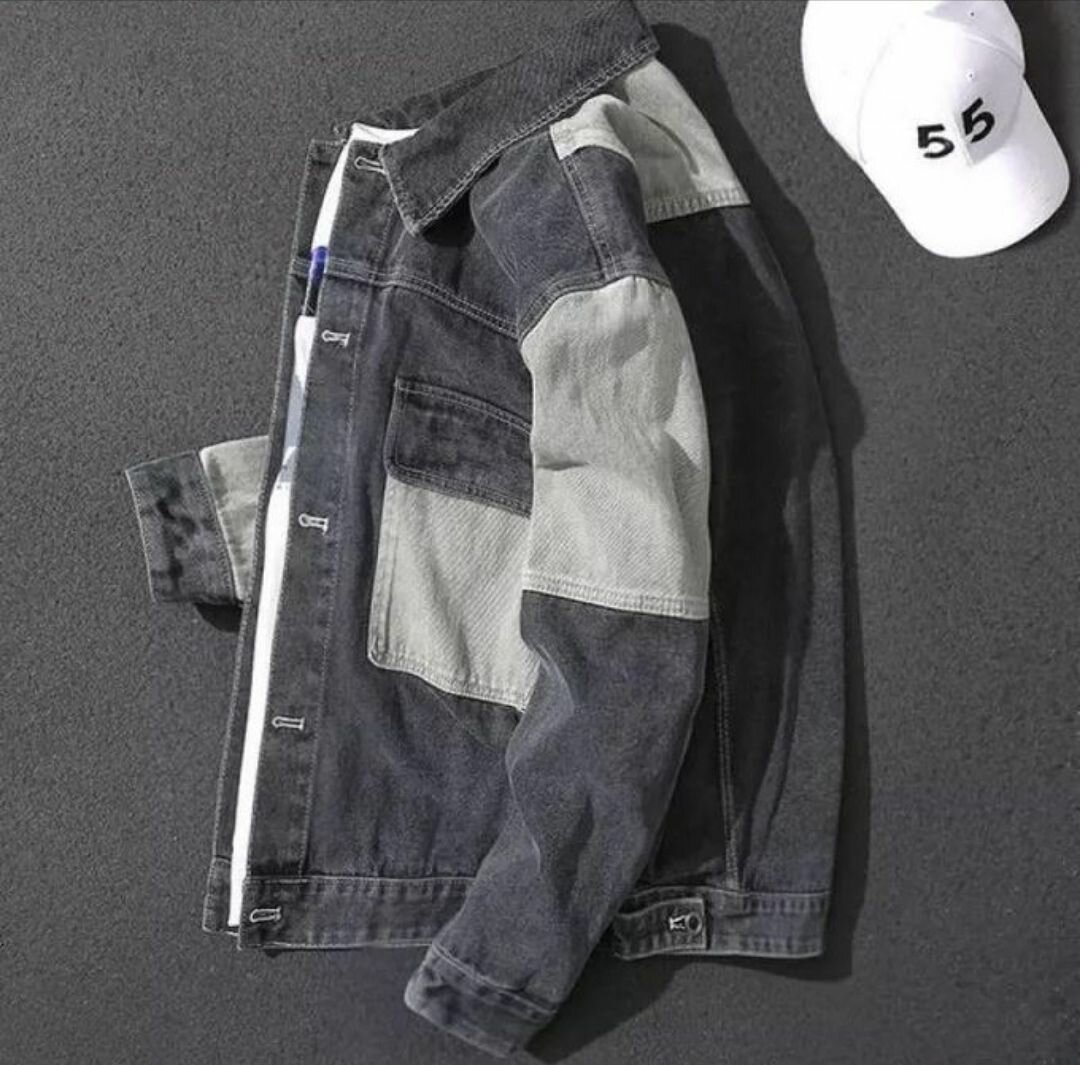 Veste en jean bicolore homme