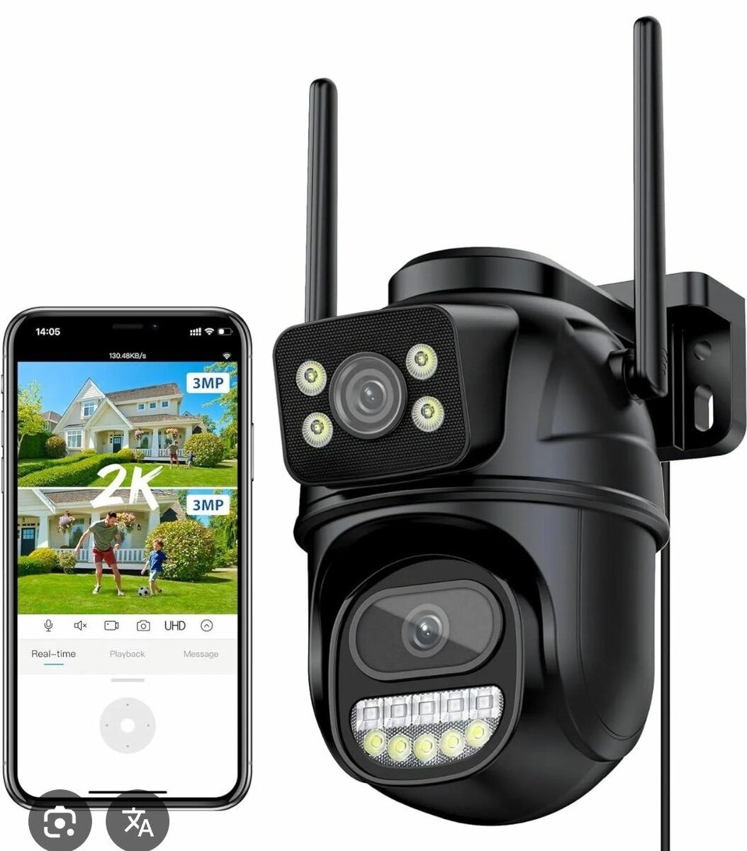 Caméra surveillance WiFi extérieure 8MP double objectif