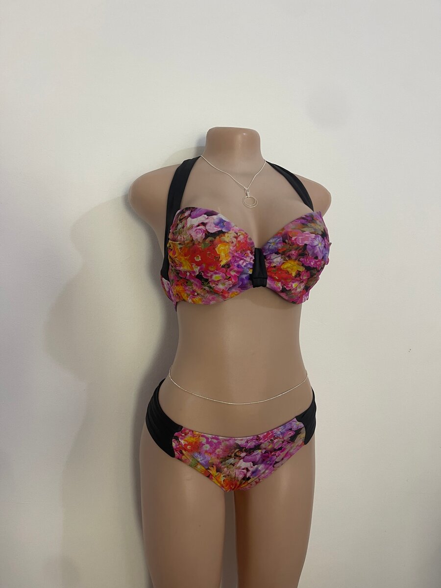 Floral Bikini Set with Chain