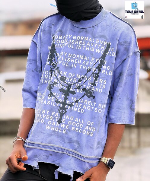 T-shirt violet homme imprimé tendance