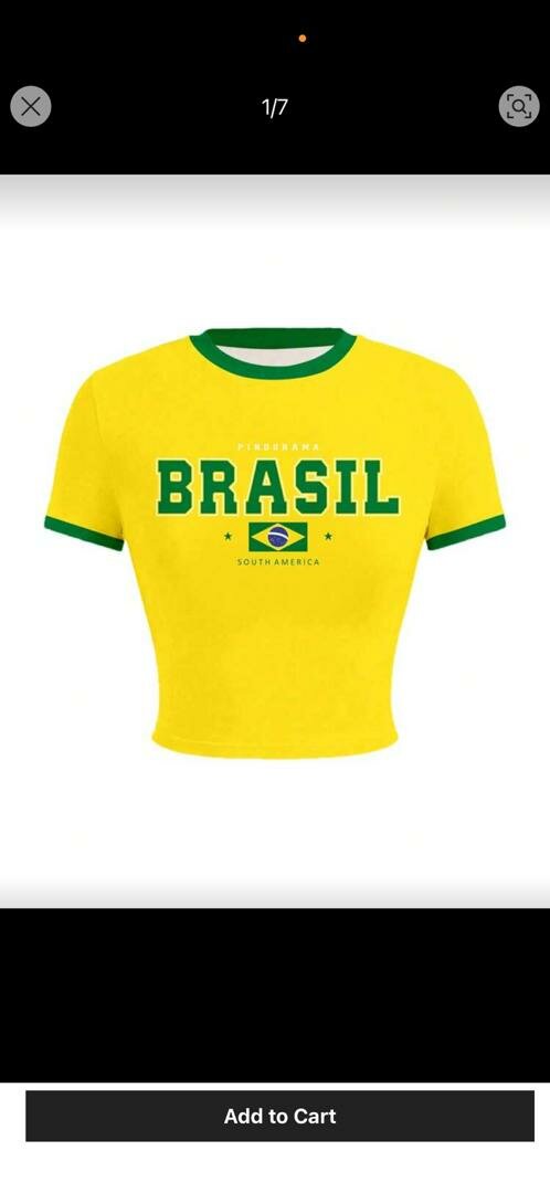 T-shirt cropped Brésil jaune