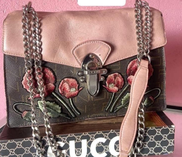 Women's bag pink with flowers