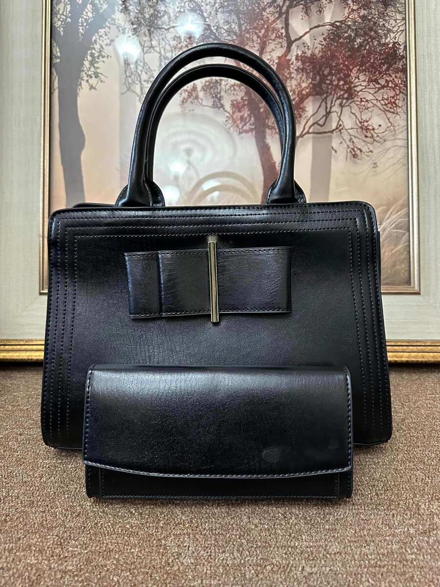 black bag with wallet