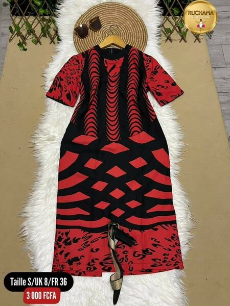 Robe midi ethnique rouge