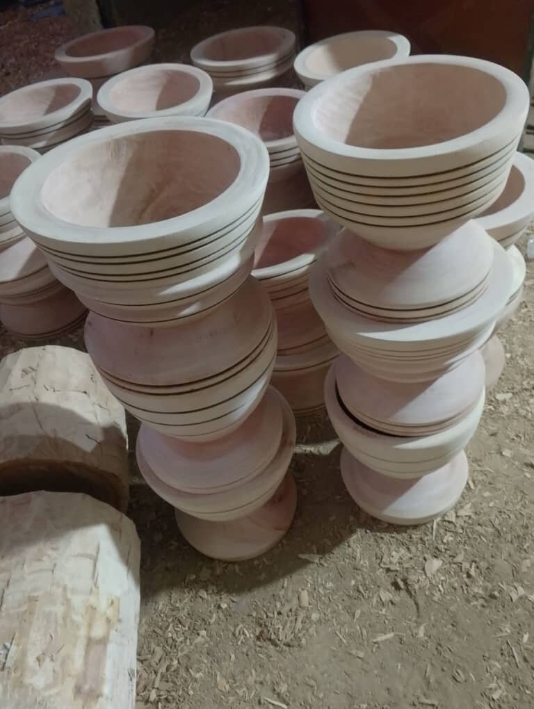 Mortiers en bois artisanaux