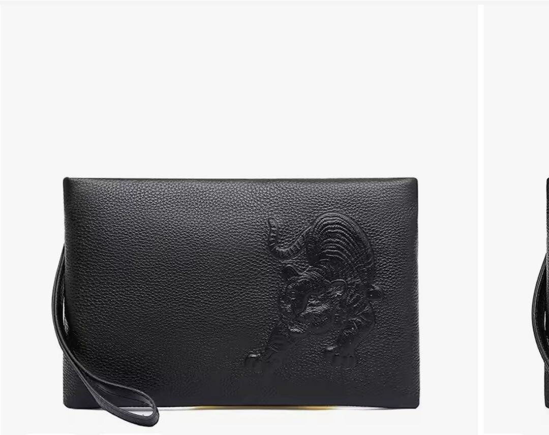 Pochette en cuir noir élégante