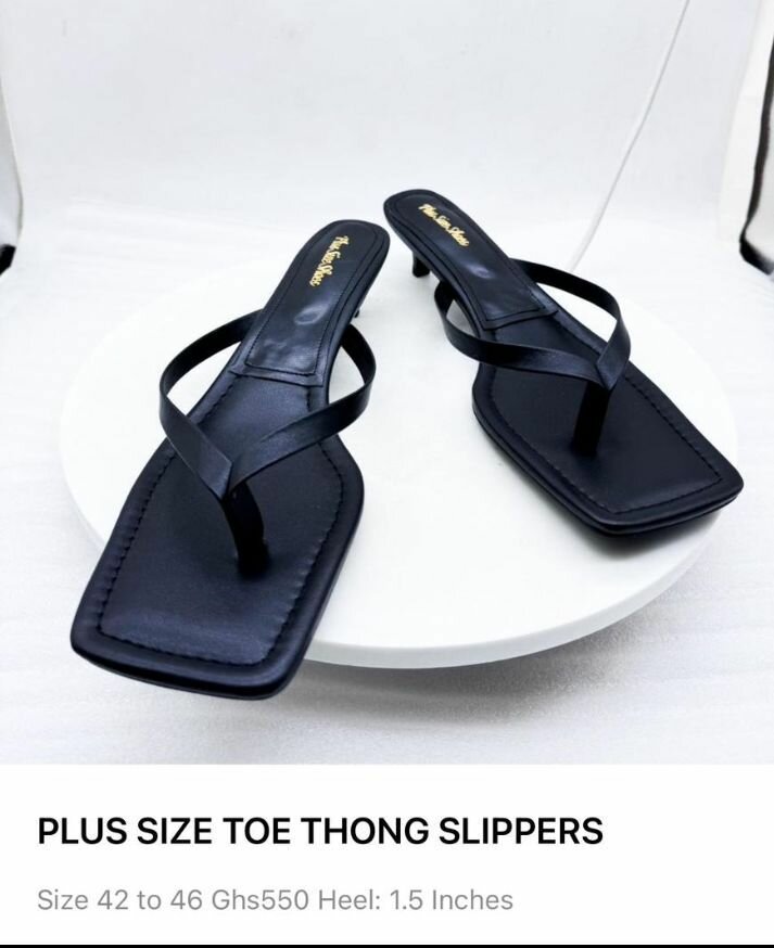 Plus Size Toe Thong Slippers Black