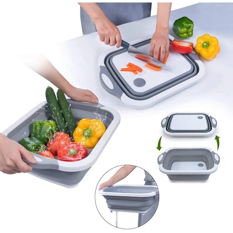 Convertible chopping board and washing bowl