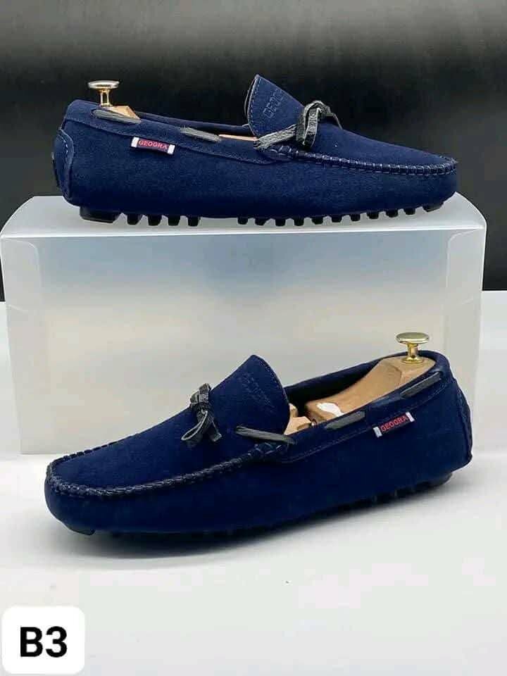 Mocassins en daim bleu homme