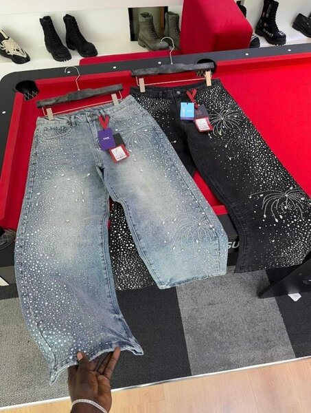Jean large en strass pour homme