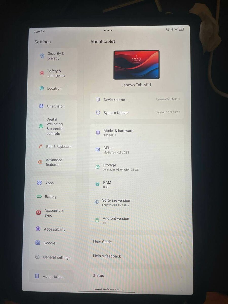 Lenovo tab M11/K10 4g