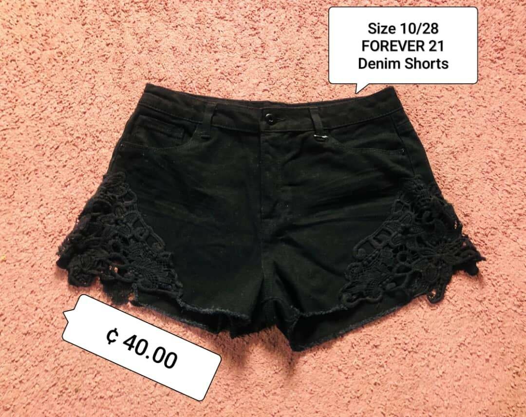 Denim Shorts Black Netted