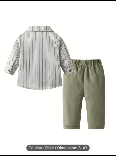 Ensemble enfant rayé olive