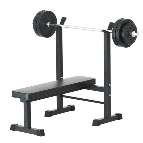 Fitness weightlifting bench press with 50kg rubber weight