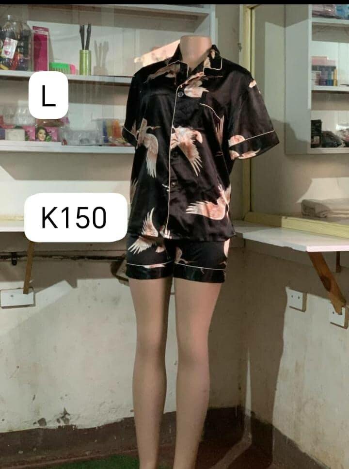 Satin Pajama Set with Elegant Print