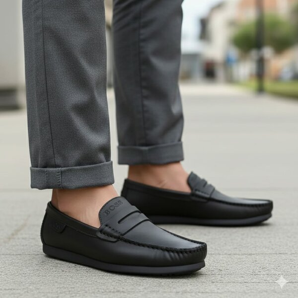 Chaussures mocassin homme cuir noir