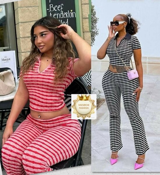 Tenue rayée tendance femme