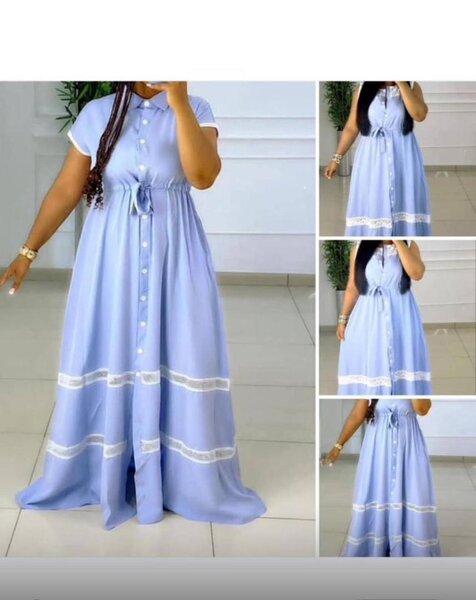 Robe maxi bleu avec dentelle
