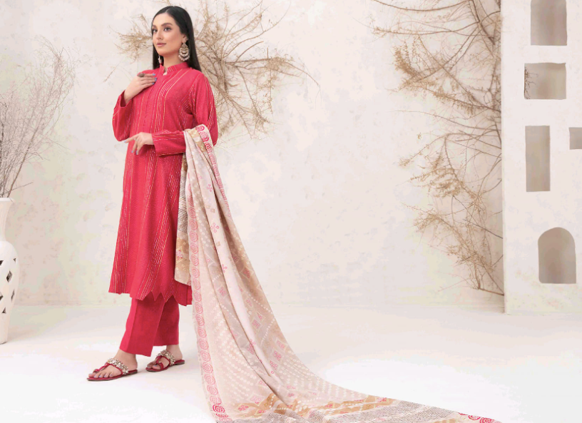 Shahid Tawakkal New Fancy Sitara Leather Peach with Digital Printed Leather Peach Shawl Collection 2024