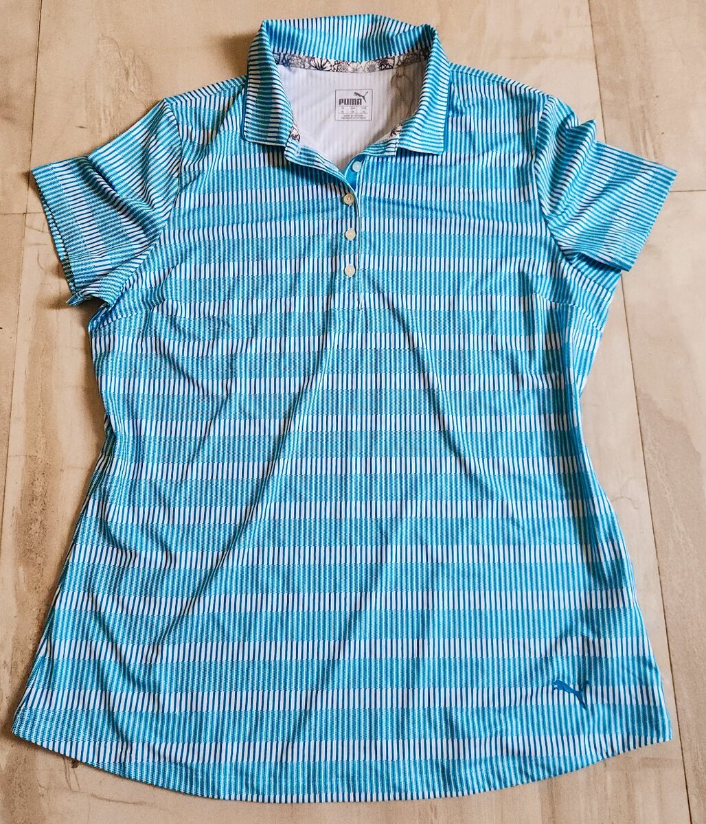 PUMA Womens Striped Polo Shirt