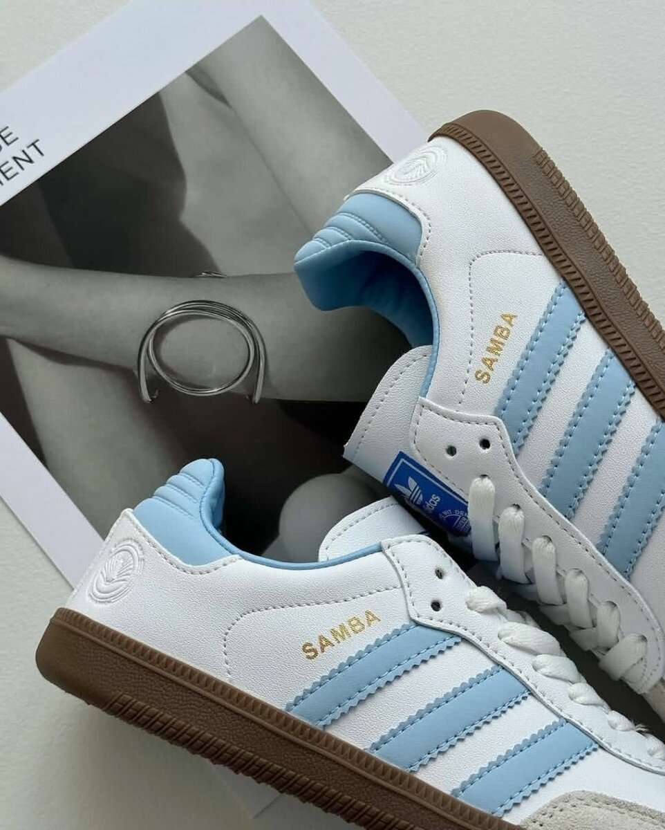 Baskets Samba blanches et bleues