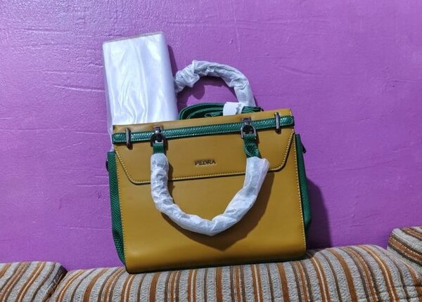 Sac à main PERRA marron et vert