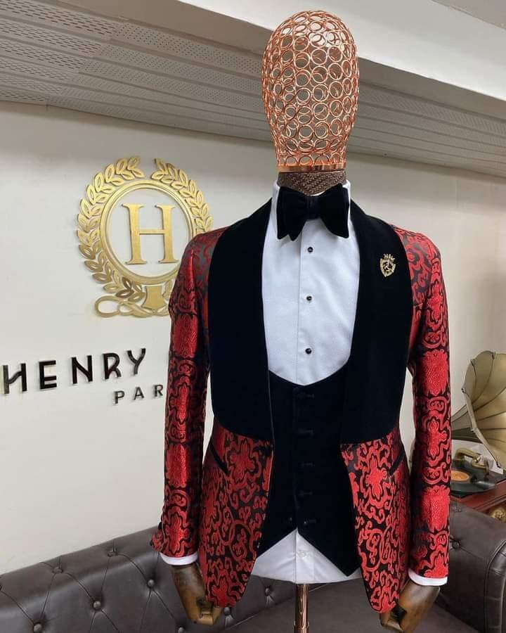 men's red suit
