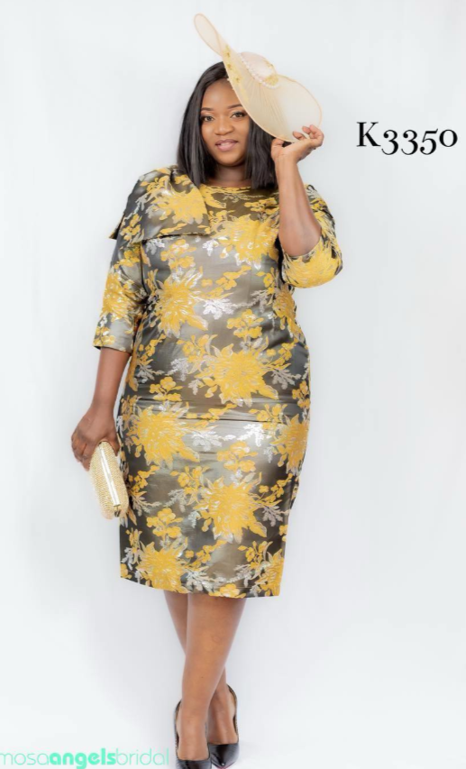 Grey and Gold Floral Jaggared Dress