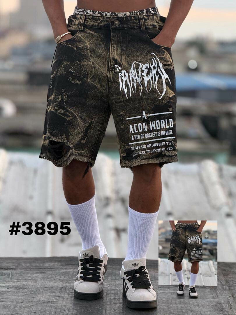 Shorts en jean imprimé homme