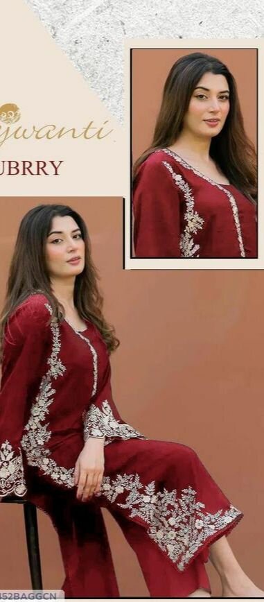 2 PCs Woman,s Unstitched Embroidered Suit