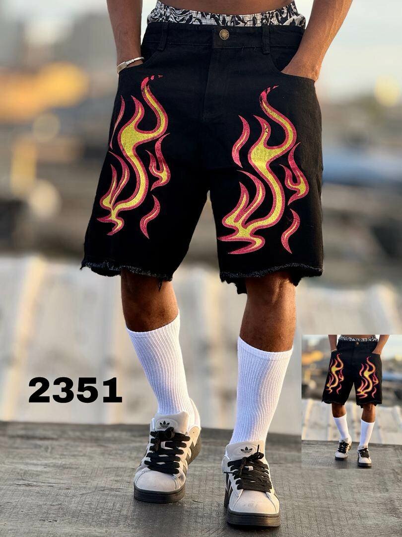 Shorts en jean imprimé homme