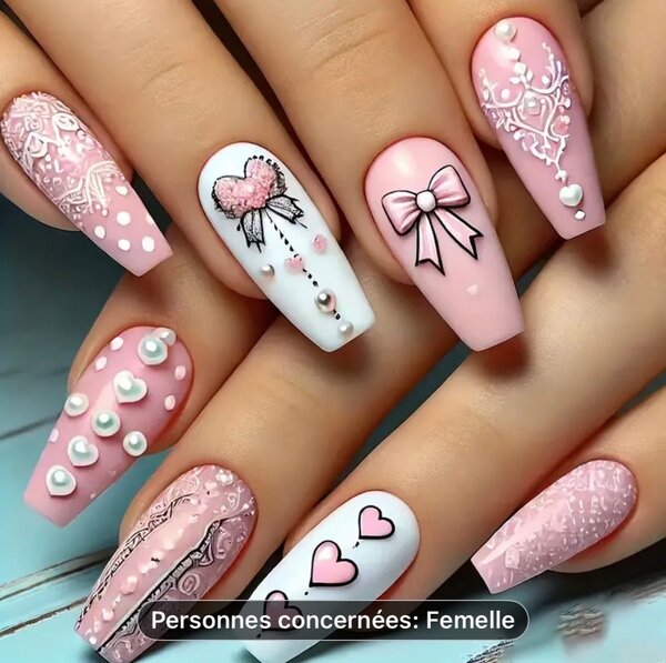 Ongles Artificiels Roses Élégants