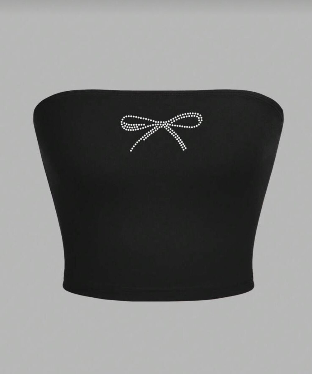 Top tube noir avec strass