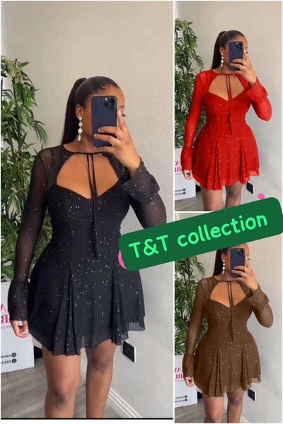 Robe Évasée En Dentelle Brillante