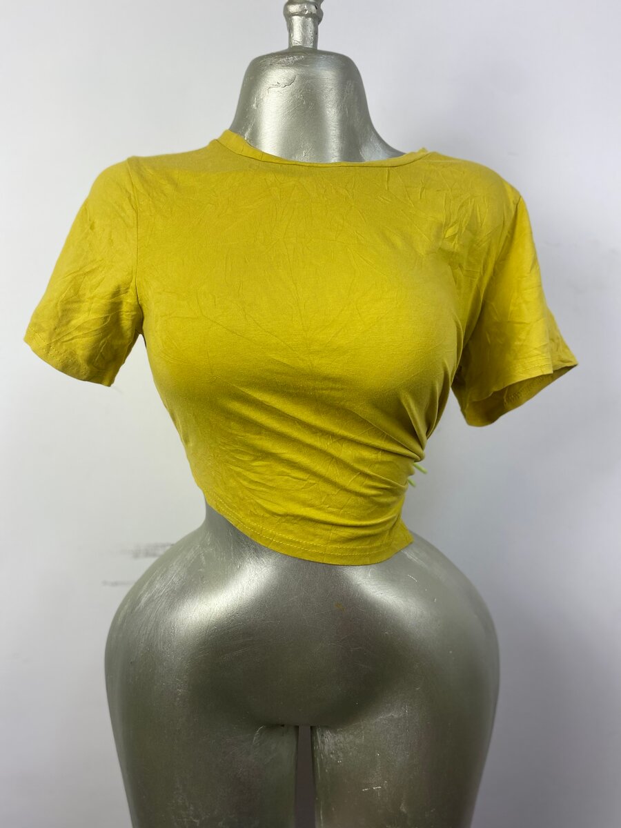 T-shirt moulant femme jaune