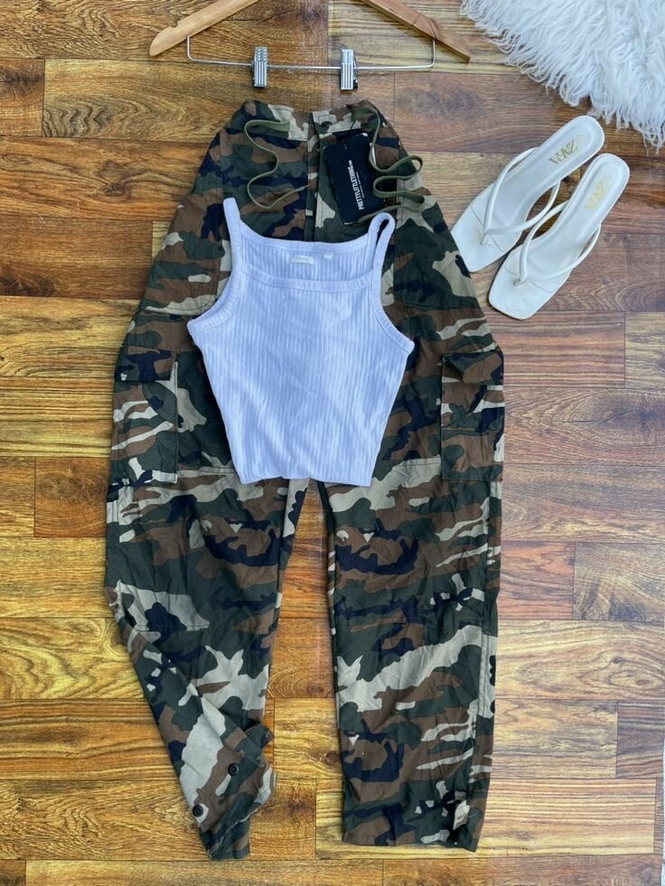 Ladies carmo pants+crop top+ slippers