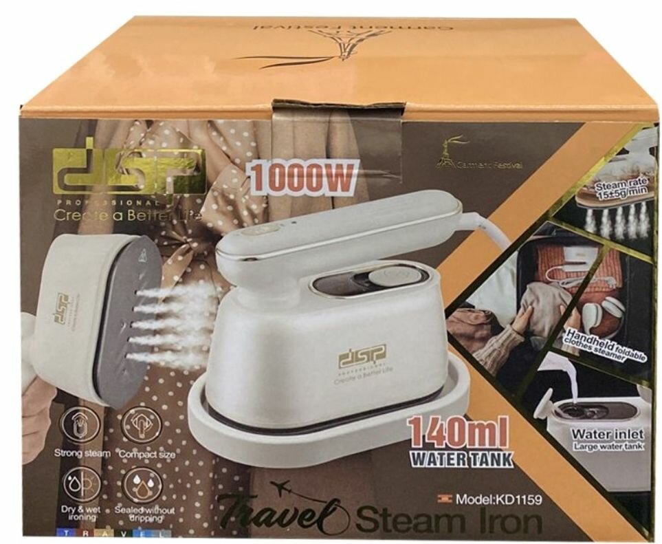 1000W 140ML MINI TRAVEL STEAM IRON FAST HEATING IRON