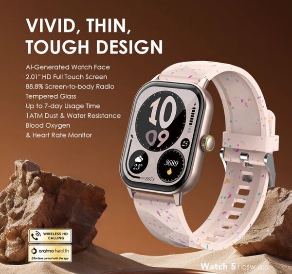 Watch 5 2.01" HD Panda Glass 1ATM Smart Watch Pink