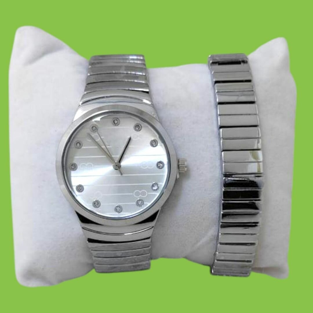 Montre et Bracelet Argenté Étincelant