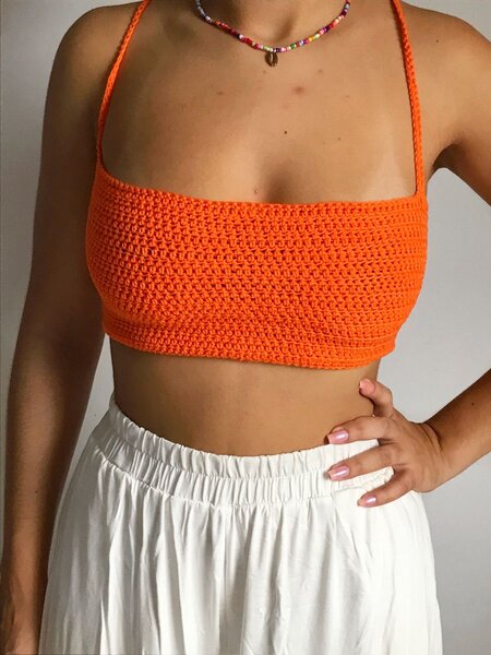 Top crochet orange vif
