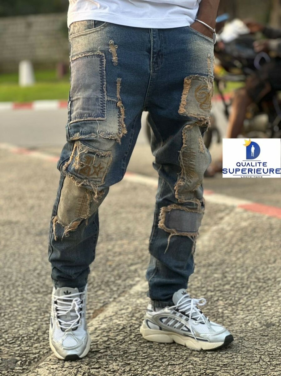 Jean décontracté homme patchwork