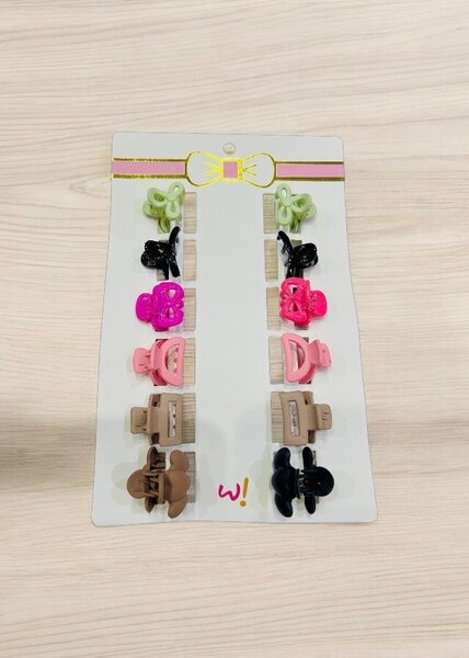 Multi color 12 pieces mini hair catchers for girls.
